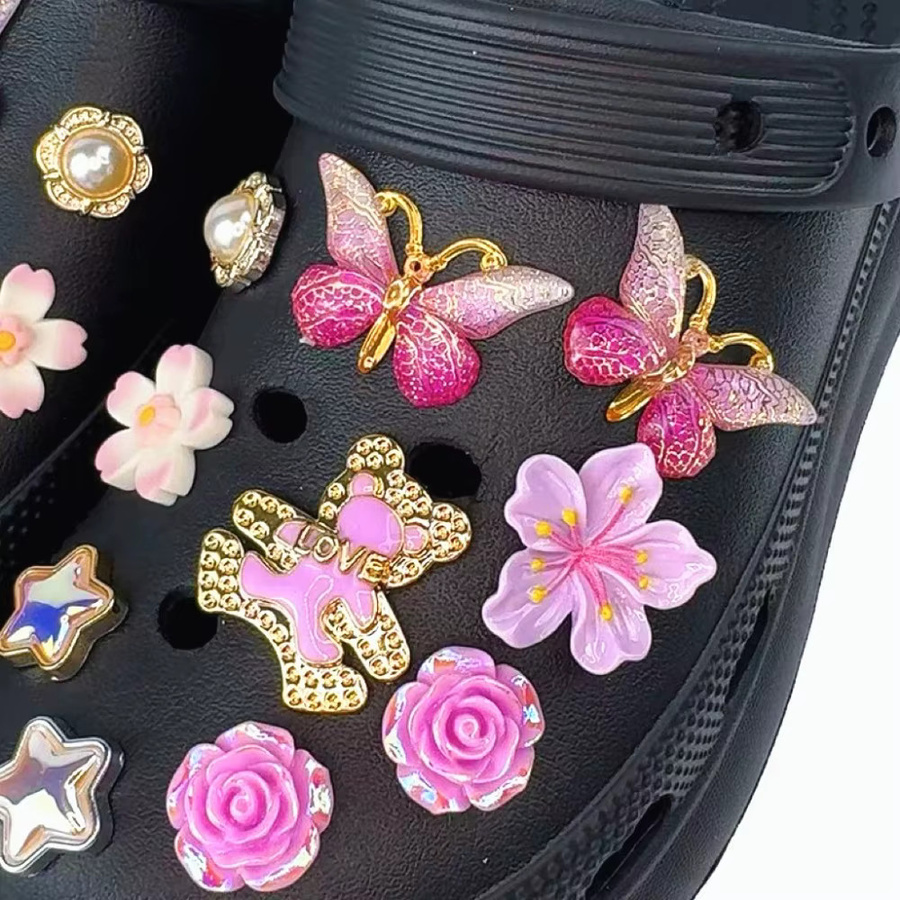 FHLDING Schuh Charms Set, Lila, Schmetterling, Kirschblüte, Bär, Pentagramm - Bild 3
