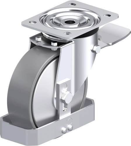 Blickle Stahlblech-Lenkrolle L-PO 160K-ST-ELS-FA-FS in Silber, Rad-Durchmesser: 160 mm, Tragfähigkeit: 400 kg - Bild 1