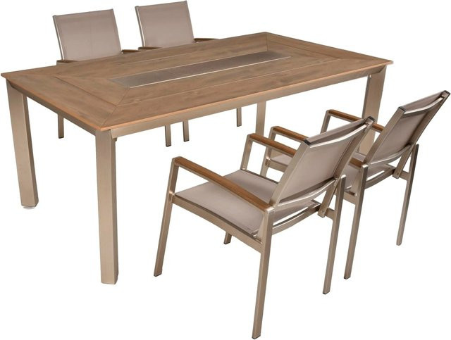 DELUKE Garten-Sitzgruppe HANNE 5-teilig in Grau mit Aluminium und Kunststoffgewebe - Bild 1