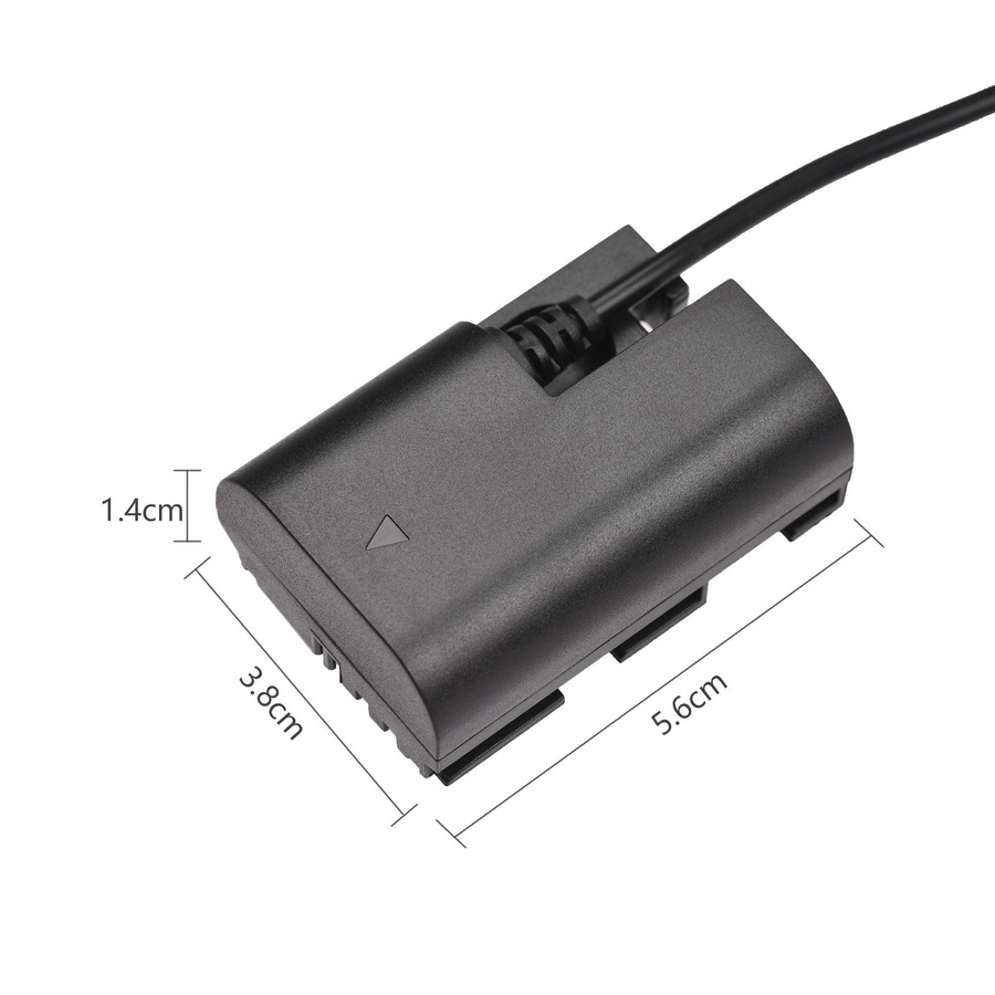 Dummy Batterie DC Koppler LPE6N mit USB-C Kabel als Ersatz für Canon EOS 60D 70D 80D in Schwarz - Bild 2
