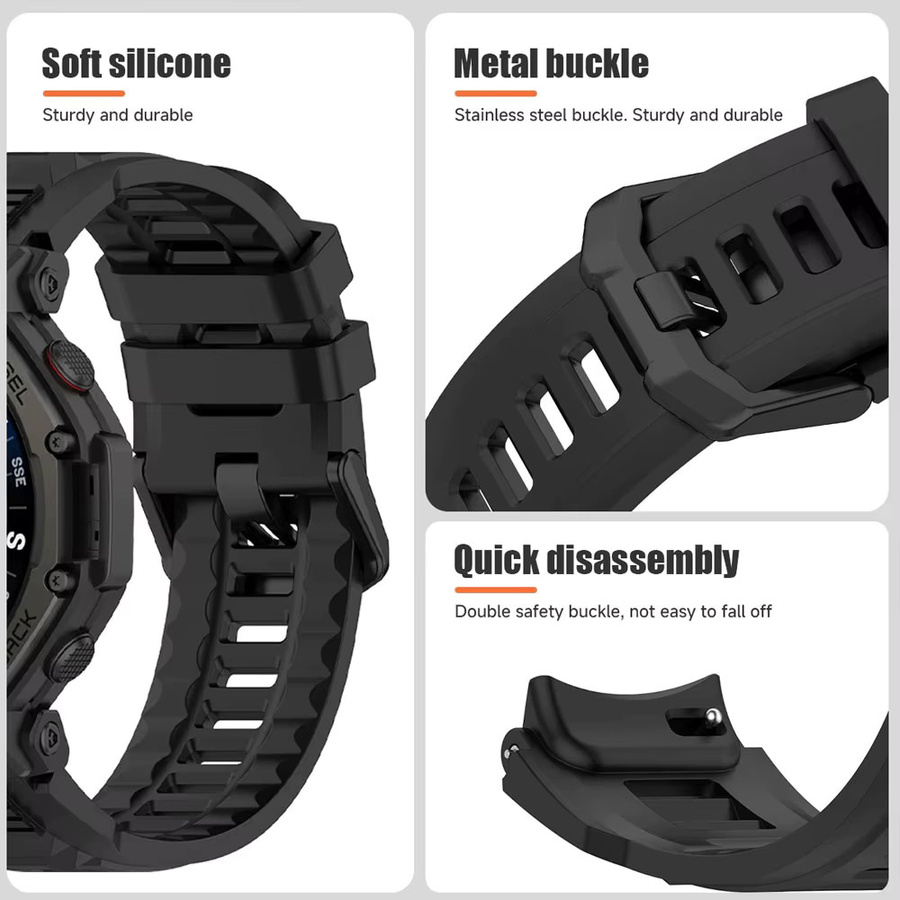 Amazfit T-Rex 3 Pro Uhrenarmband, TPU, Schwarz - Bild 4