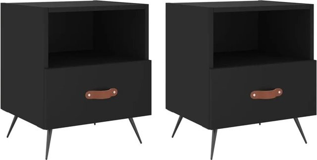 vidaXL Nachttische 2er Set Schwarz Modern B/T/H: 40 x 35 x 47,5 cm - Bild 1