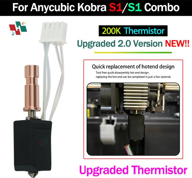 Anycubic Kobra S1 Upgrade Keramik Hotend für Kobra S1 Combo Head S1C 3D-Drucker 24V 48W 300 °C - Bild 1