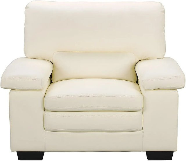 Vente-unique Sessel Mimas mit gerader Rückenlehne aus Büfelleder in Elfenbein/Beige, Höhe: 112 cm - Bild 1