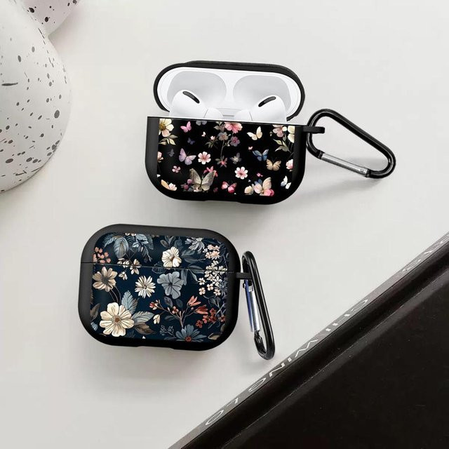 Schutzhülle mit Cartoon-Blumen- und Schmetterlings-Print für Apple AirPods Pro, Pro 2 und Pro 3, Mehrfarbig - Bild 1