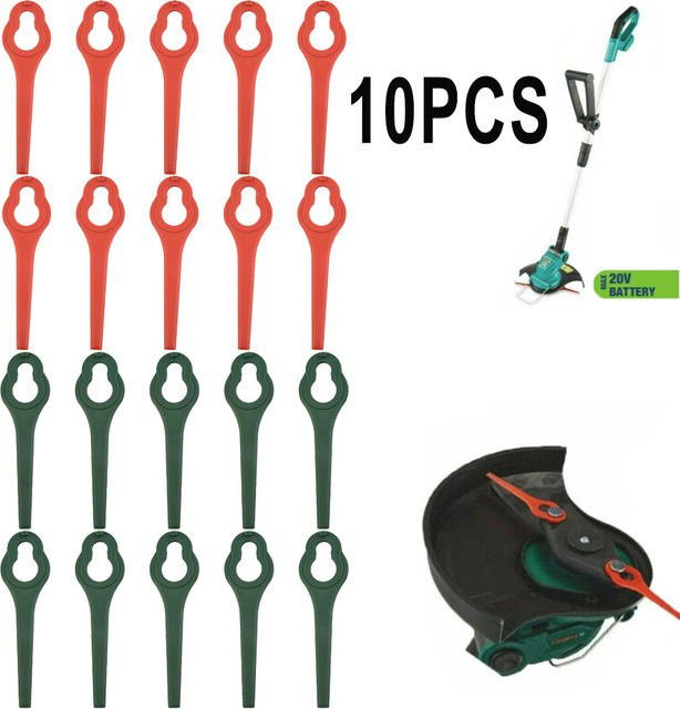 10 Stück Vibratite Rasenmäher Messer aus Kunststoff in Rot für Ferrex 20V/40V Elektro Rasenmäher - Bild 1
