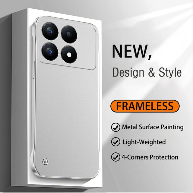 Rahmenlose Handyhülle mit glänzender metallischer Lackoberfläche für Xiaomi Poco X7 X6 F7 Ultra F6 F5 Pro in Silver - Bild 1
