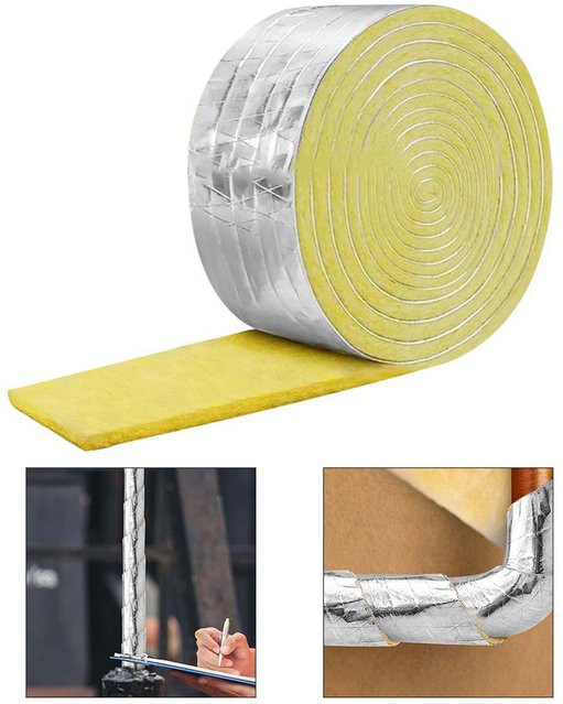LEENKEA Fiberglas-Rohrisolierung mit Isolierfolie in Silber, 10 m Länge - Bild 1