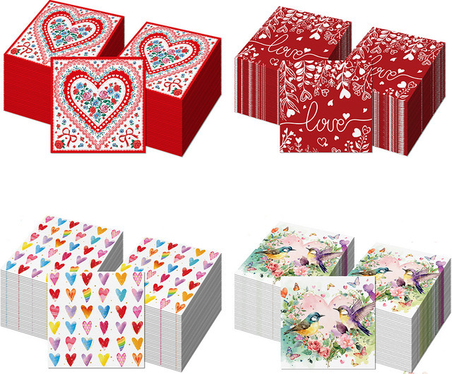 Rote Herzservietten aus Papier für Valentinstag und Hochzeitsdekoration - Bild 1