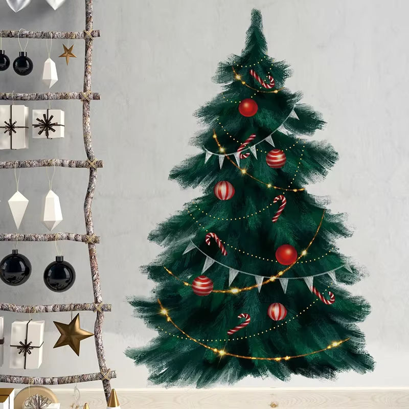 BRUP Weihnachtsbaum Wandaufkleber aus PVC in Dunkelgrün, Höhe: 95 cm - Bild 2