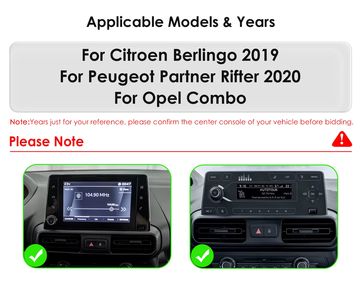 OSSURET 10,1 Zoll Android 14 Autoradio mit Carplay und GPS in Schwarz für Citroen Berlingo 2019, Peugeot Partner Rifter 2020 und Opel Combo - Bild 2
