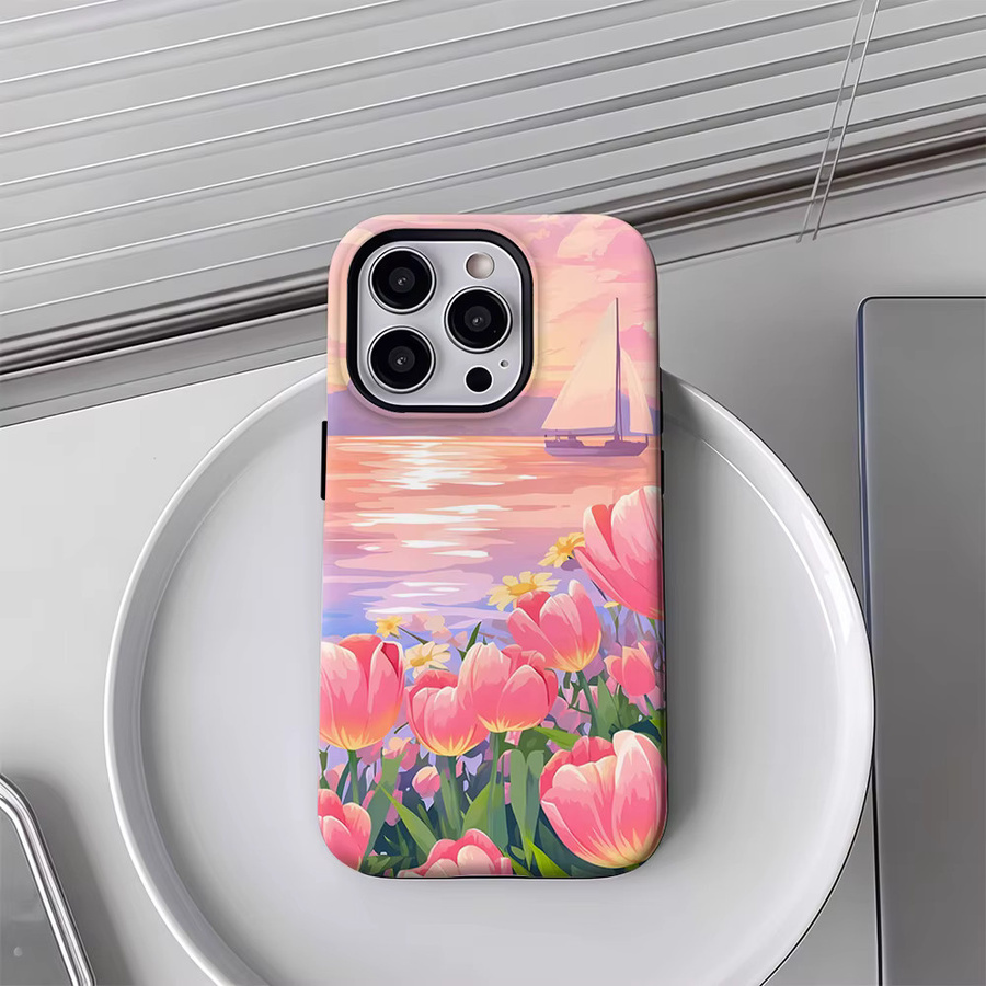 Potdemiel Handyhülle Sonnenuntergang Tulip Lake View für iPhone 17 16 15 14 13 12 11 Pro Max Plus mit doppelschichtiger Rückseite in Multicolour - Bild 4