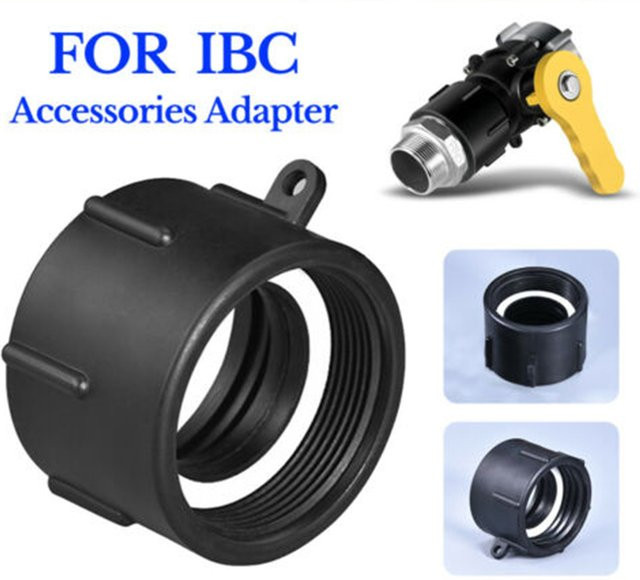 VIBRATITE Ventil Adapter Stecker für 1000L IBC Wasser Tanks, 60mm Fitting für Wasserbehälter und Fässer, Schwarz - Bild 1