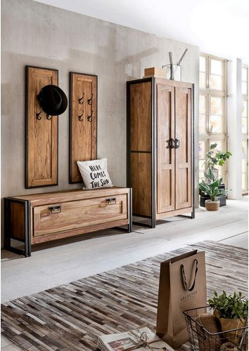 SIT Dielen-Set PANAMA Schuhschrank aus Akazienholz und Metall in Braun und Antikschwarz - Bild 1