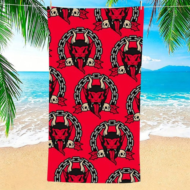 H-Hellraisers Mikrofaser Strandtuch in Rot, schnelltrocknend und sandfrei, B/H: 60 x 35 cm - Bild 1