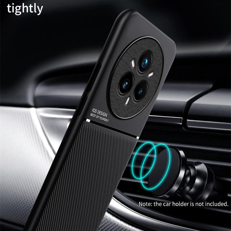 Weiche Leder Handyhülle für realme 14 Pro 5G in Schwarz mit magnetischer Auto-Halterung - Bild 1