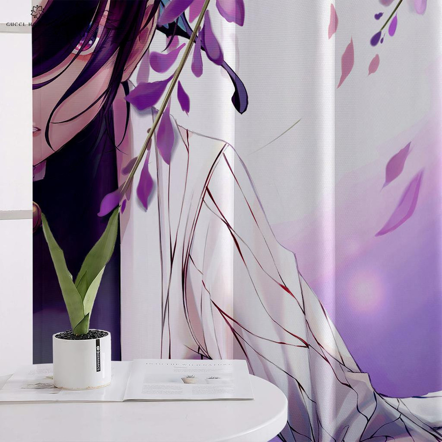 Yiran Furniture Animations-Zeichentrickvorhänge für Kinderzimmer und Wohnzimmer, 2er-Set, Mehrfarbig, Polyester, semi-transparent, B: 50 cm, H: 130 cm - Bild 3