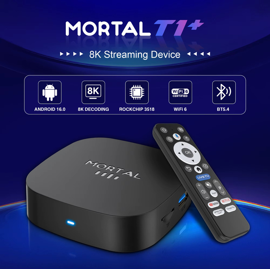 LVMAO Smart TV Box T1+ RK3518 in Schwarz mit Bluetooth 5.4, Android ROM, 128 GB RAM, 8 GB WLAN (2,4/5,8 GHz) und 8K-Sprachassistent - Bild 2