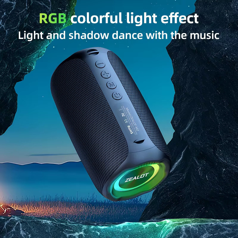 ZEALOT-M2 Tragbarer Bluetooth-Lautsprecher mit verbessertem Bass, Bluetooth 5.3, 10 Stunden Spielzeit, Schwarz - Bild 3