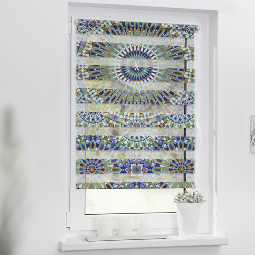 Lichtblick Duo-Rollo Klemmfix mit orientalischem Muster in Blau Grün, B: 45 cm, B: 150 cm - Bild 2