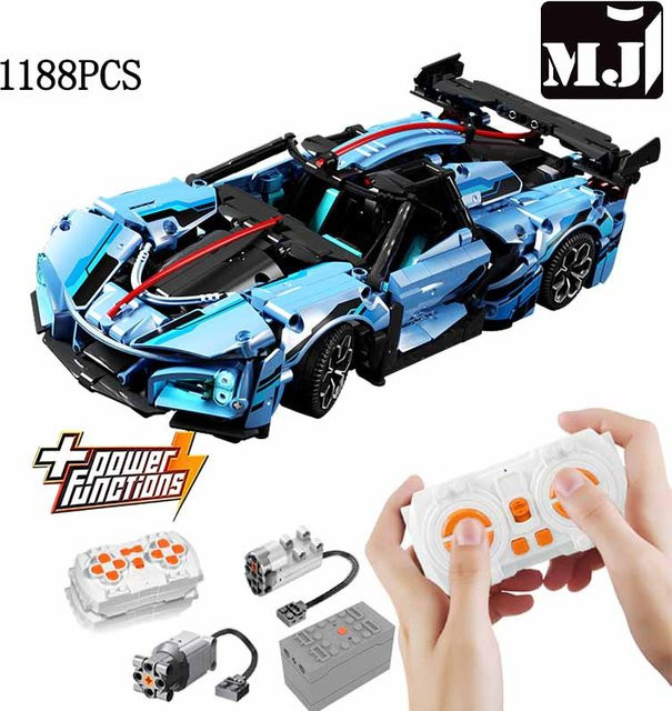 MJ BLOCK Supersportwagen-Bausatz, Blau, 1:14 Maßstab, 1188 Teile - Bild 1