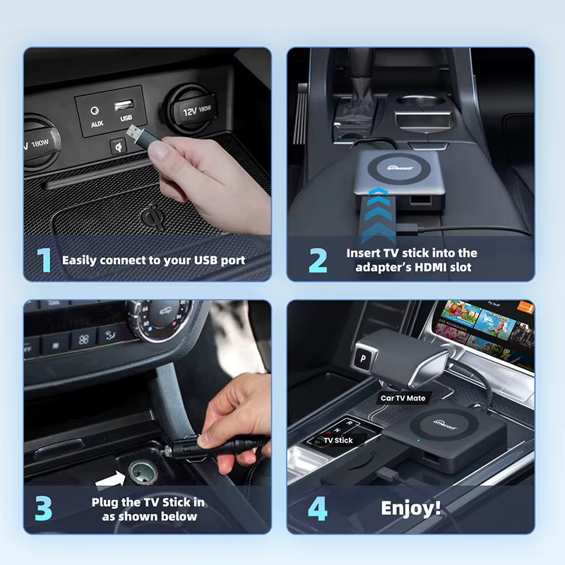 OTTOCAST Auto TV Mate HDMI Multimedia Video Konverter für kabelloses CarPlay und Android Auto in Schwarz - Bild 3