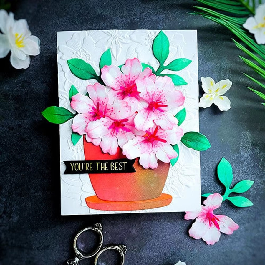 Botanische Garten Kollektion mit getrockneten Blumen wie Hortensien und Kamelien aus Papier für DIY Scrapbooking und Kartenherstellung, Mehrfarbig - Bild 2