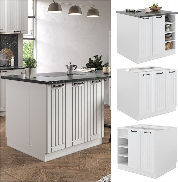 Vicco Kücheninsel Fame-Line Landhausstil Weiß Breite: 90 cm - Bild 1