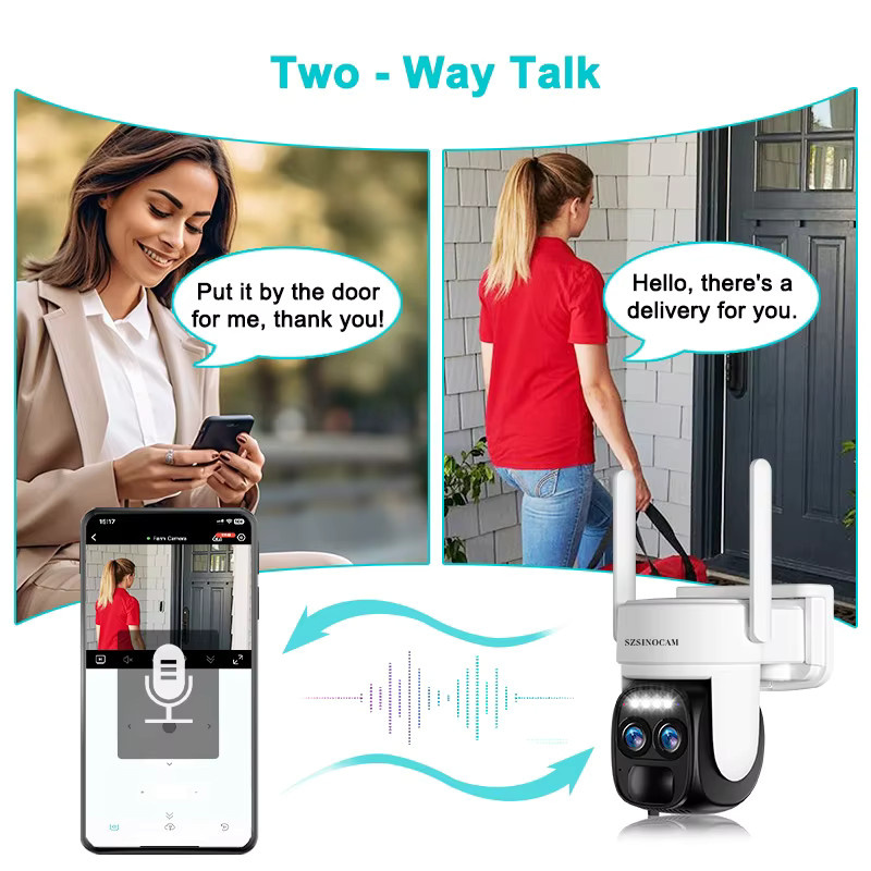 SZSINOCAM 4G Sicherheitssystem mit 3MP Super HD Kamera, kabellose Bewegungserkennung, Zwei-Wege-Audio und IR Nachtsicht in Weiß - Bild 6