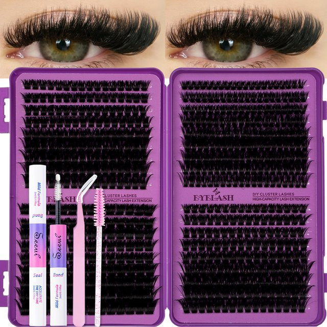 SEEUI Wimpern-Cluster-Set, 3D-Wimpern mit Kleber, Versiegelung und Pinzette, Unisex - Bild 1