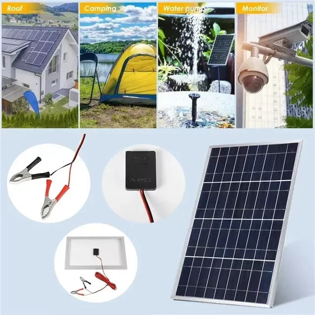 OLOEY Tragbares Solarpanel-Set 300 W 12 V mit USB-A und USB-C, Polykristallines Solargenerator-Set in Blau für den Außenbereich und zu Hause - Bild 1