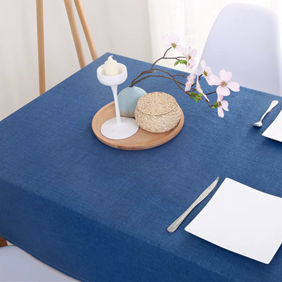 Wasserdichte und ölbeständige Tischdecke von New Home D, rechteckige Tischabdeckung aus beschichtetem Baumwoll-Leinen in Grau oder Blau - Bild 2