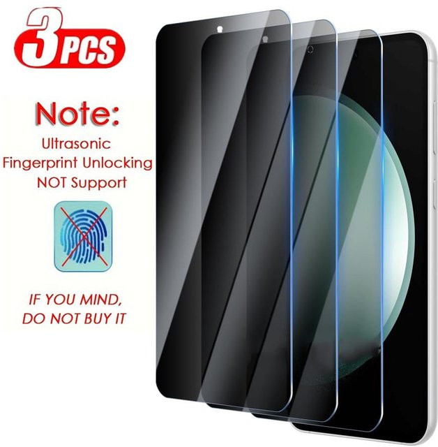 3er-Pack Samsung Panzerglas mit Anti-Spionage-Funktion und Fingerabdruck-Entsperrung für Galaxy S26 S25 S24 S23 S22 S21 Plus Note 20 S20 FE, transparent - Bild 1