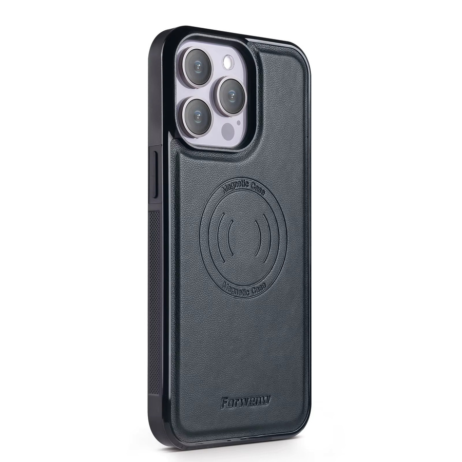 Luxus Leder Schutzhülle mit MagSafe für iPhone 11 bis iPhone 17 Pro Max, Farbe: Schwarz - Bild 2