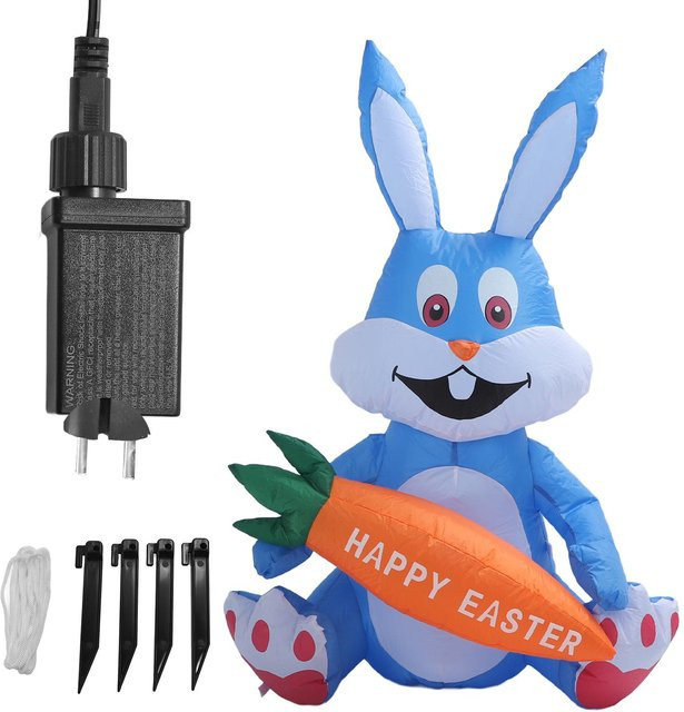 Aufblasbarer Osterhase von TOMTOP JMS, bunter Cartoon-Hasen-Aufblasartikel für draußen, Höhe: 120 cm - Bild 1