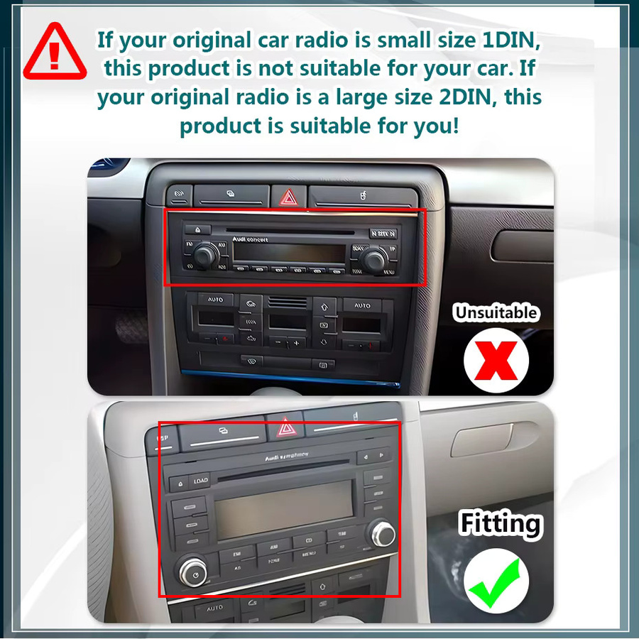 Naviunit Android 15 Autoradio mit 10,26 Zoll Bildschirm, Wireless Carplay, Bluetooth und Navigation für Audi A4 B6 S4 B7 RS4 sowie Seat Exeo (2002-2008), Schwarz - Bild 3