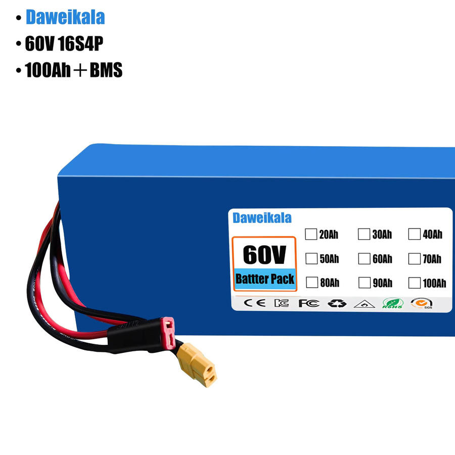 DAWEIKALA Lithium-Ionen-Akku 60V 100Ah 2000W in Blau mit integriertem 50A BMS und Ladegerät - Bild 2
