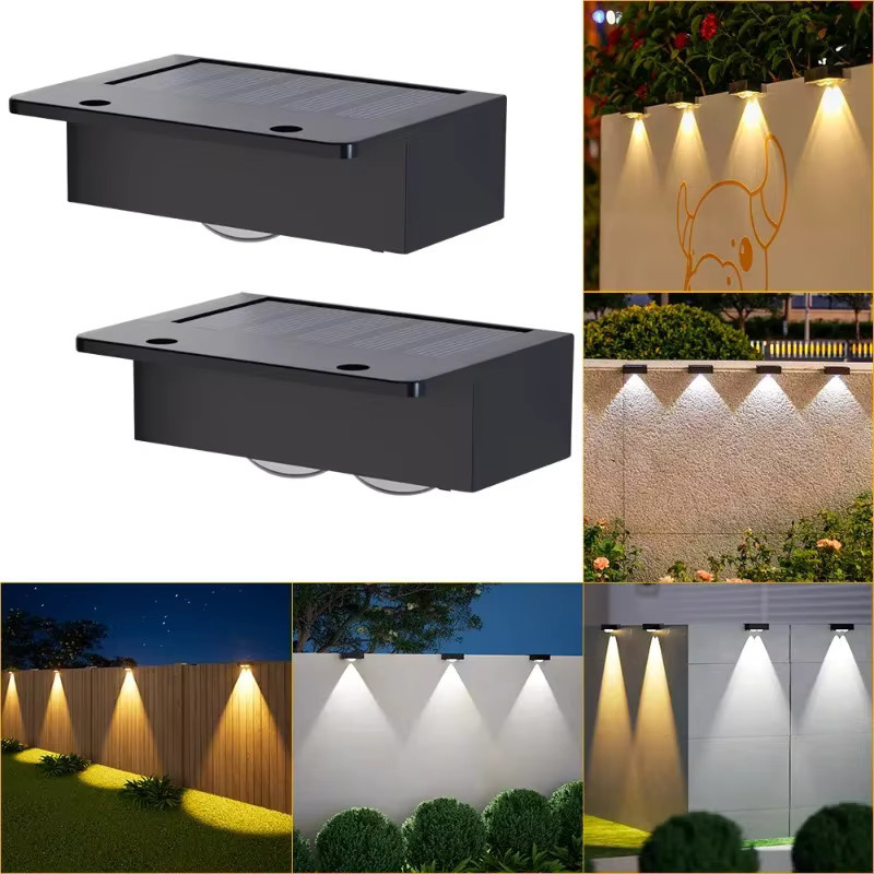 ZTree Solar-Stufenleuchten in Schwarz, wasserdichte LED-Wandleuchten für Garten, Terrasse und Gehweg, warmweißes Licht - Bild 5