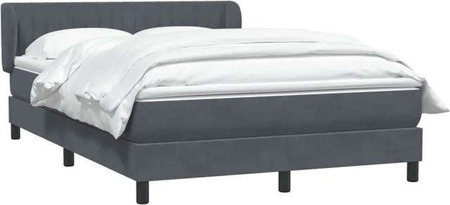 vidaXL Boxspringbett mit Matratze aus Samt in Dunkelgrau, B/T/H: 160 x 210 x 78 cm - Bild 1