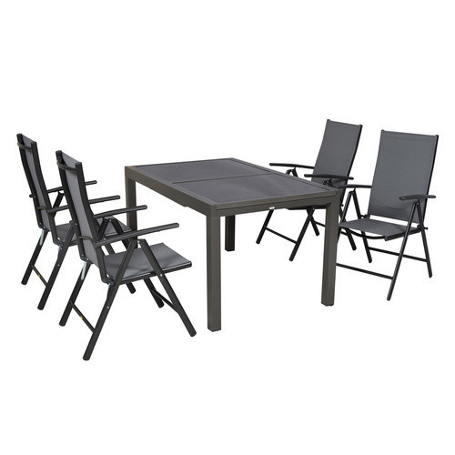 MERXX Gartenmöbel-Diningset Amalfi, 5-teilig, Aluminium und Glas, grau matt, B/T/H: 150 x 90 x 108 cm - Bild 2