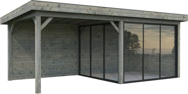 Palmako Pavillon Lenna Set 405 Slide aus Fichtenholz in Grau, B/H/T: 588 x 245 x 300 cm - Bild 1
