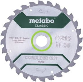 Metabo Sägeblatt cordless cut wood classic in Silber für Kreissägen mit Durchmesser: 216 mm, Breite: 1,8 mm, Höhe: 1,2 mm, Bohrung: 30 mm - Bild 1