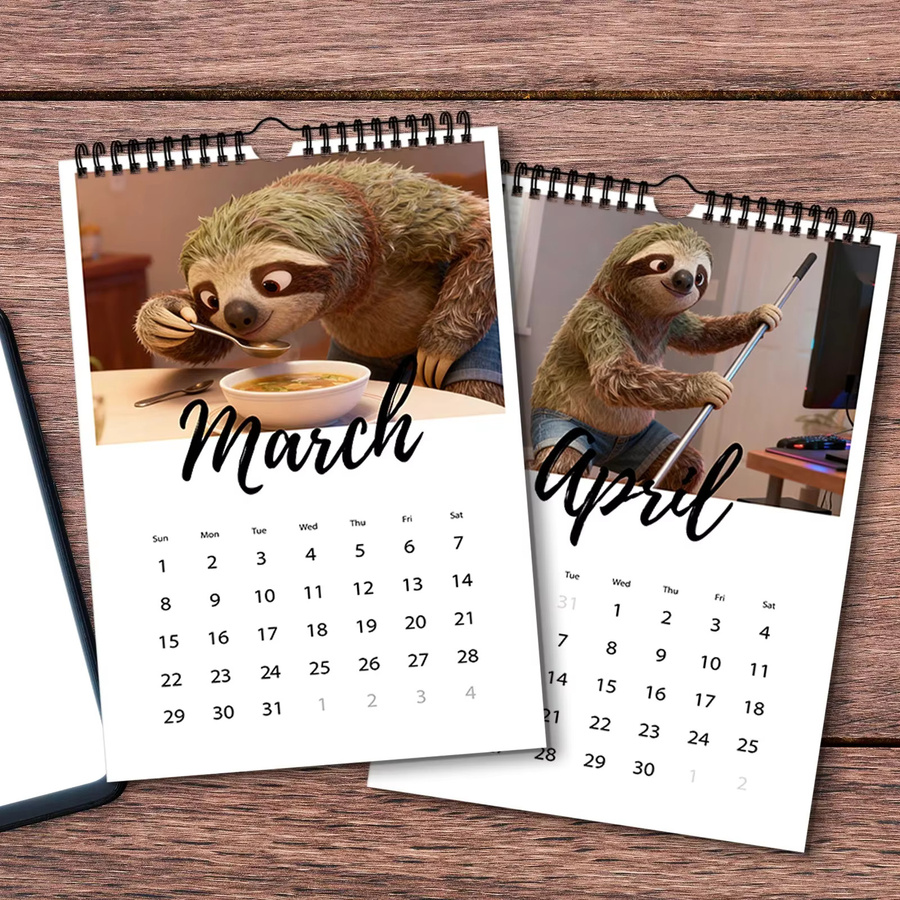Wandkalender 2026 mit Faultier-Motiv, Mehrfarbig - Bild 6