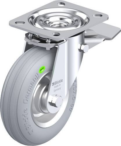 Blickle Lenkrolle L-VW 125R-ST-SG mit Feststeller, silber/grau, Rad-Durchmesser: 12 cm, Tragfähigkeit: 50 kg - Bild 1