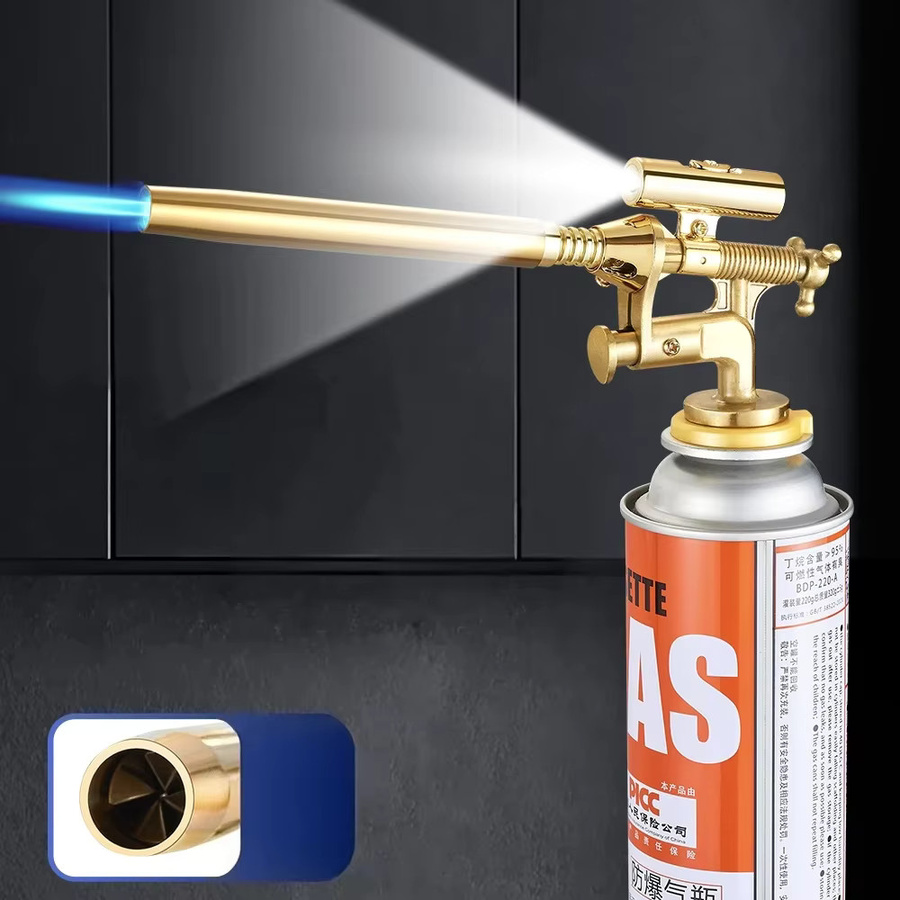Butan-Brenner Flammenwerfer in Gold für Camping, BBQ und Schweißarbeiten aus Metall - Bild 2