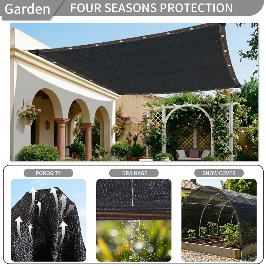 Schwarzes HDPE Sonnenschutznetz mit 50% Schattierung und Anti-UV-Schutz für Garten, Gewächshaus und Pflanzen, B/B: 100 x 200 cm - Bild 5