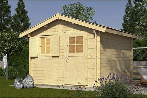 WEKA Gartenhaus Premium Holz in Natur und Beige mit Satteldach und Vordach, B/H/T: 380 x 262 x 200 cm - Bild 3