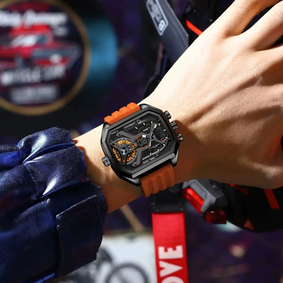 POEDAGAR Armbanduhr, Quarz, Silikon, Schwarz, Herren - Bild 5