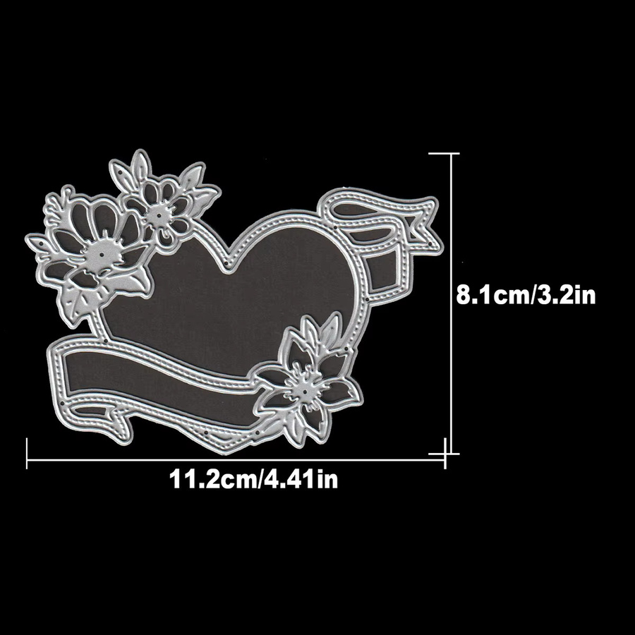 Metall Stanzform mit Blumen, Spitze und Liebe Rahmen in Silber für Scrapbooking und dekorative Prägung - Bild 2