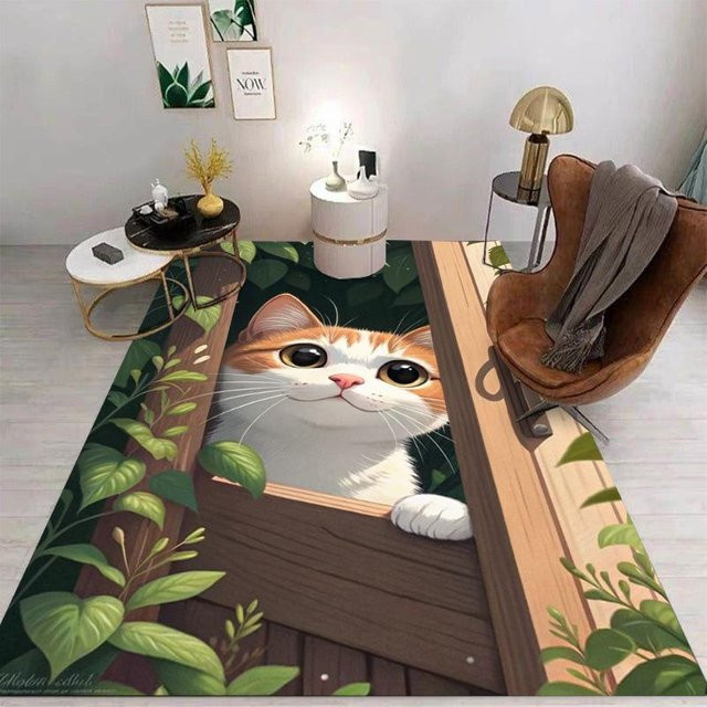 Lodestar Kawaii Katzen Teppich mit Katzenmotiv, rutschfest und waschbar, B/T: 40 x 60 cm - Bild 1